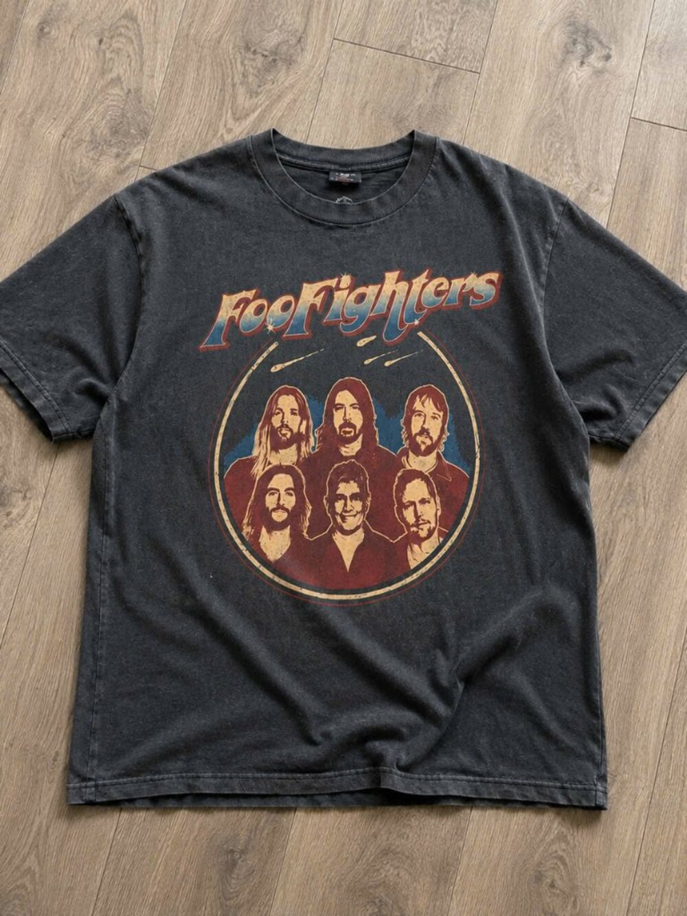 Foo Fighters Band Portrait Vintage Graphic Concert T-Shirt Washed Grey